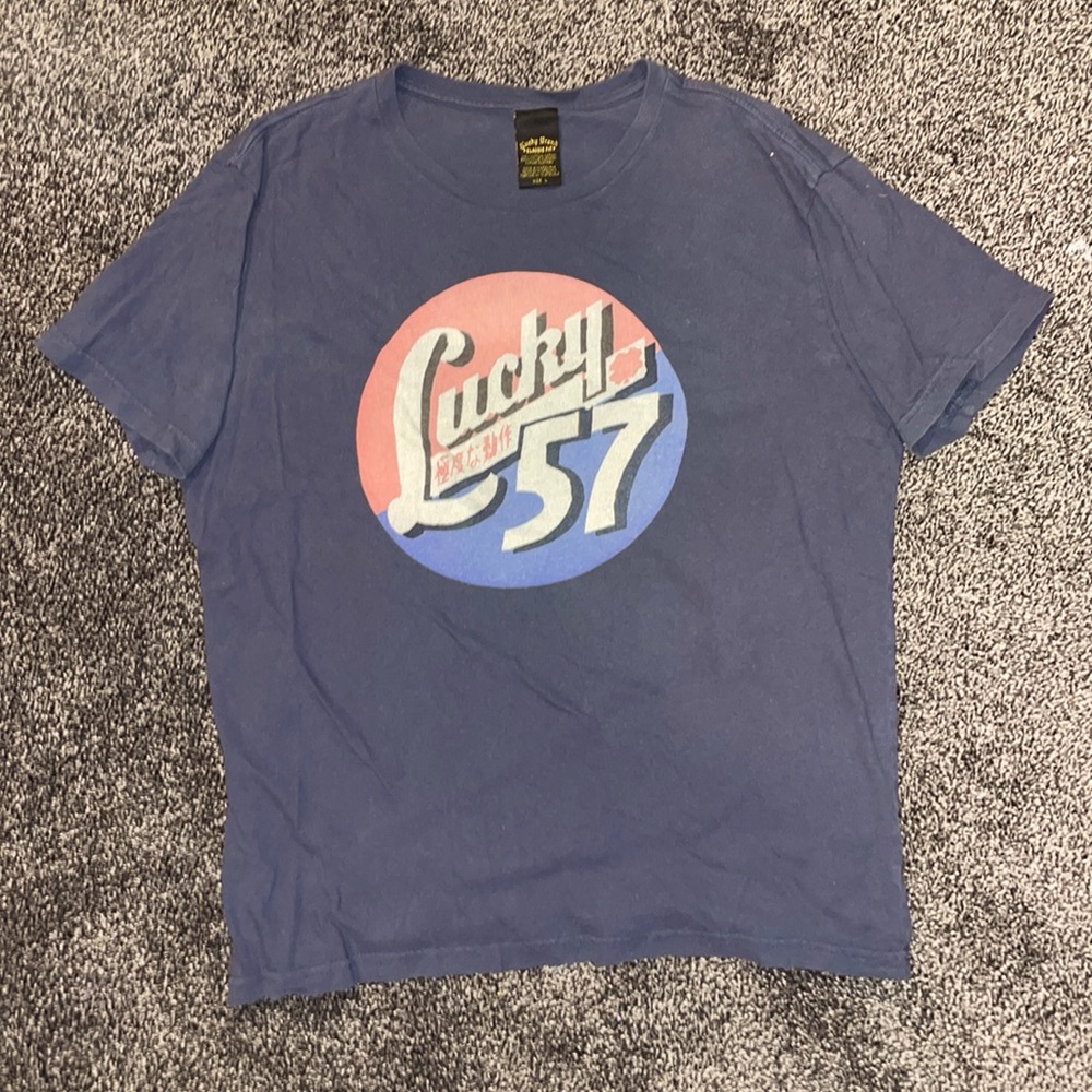 Size Large, Boyfriend Fit, Dark Grey Graphic Lucky Brand T-shirt